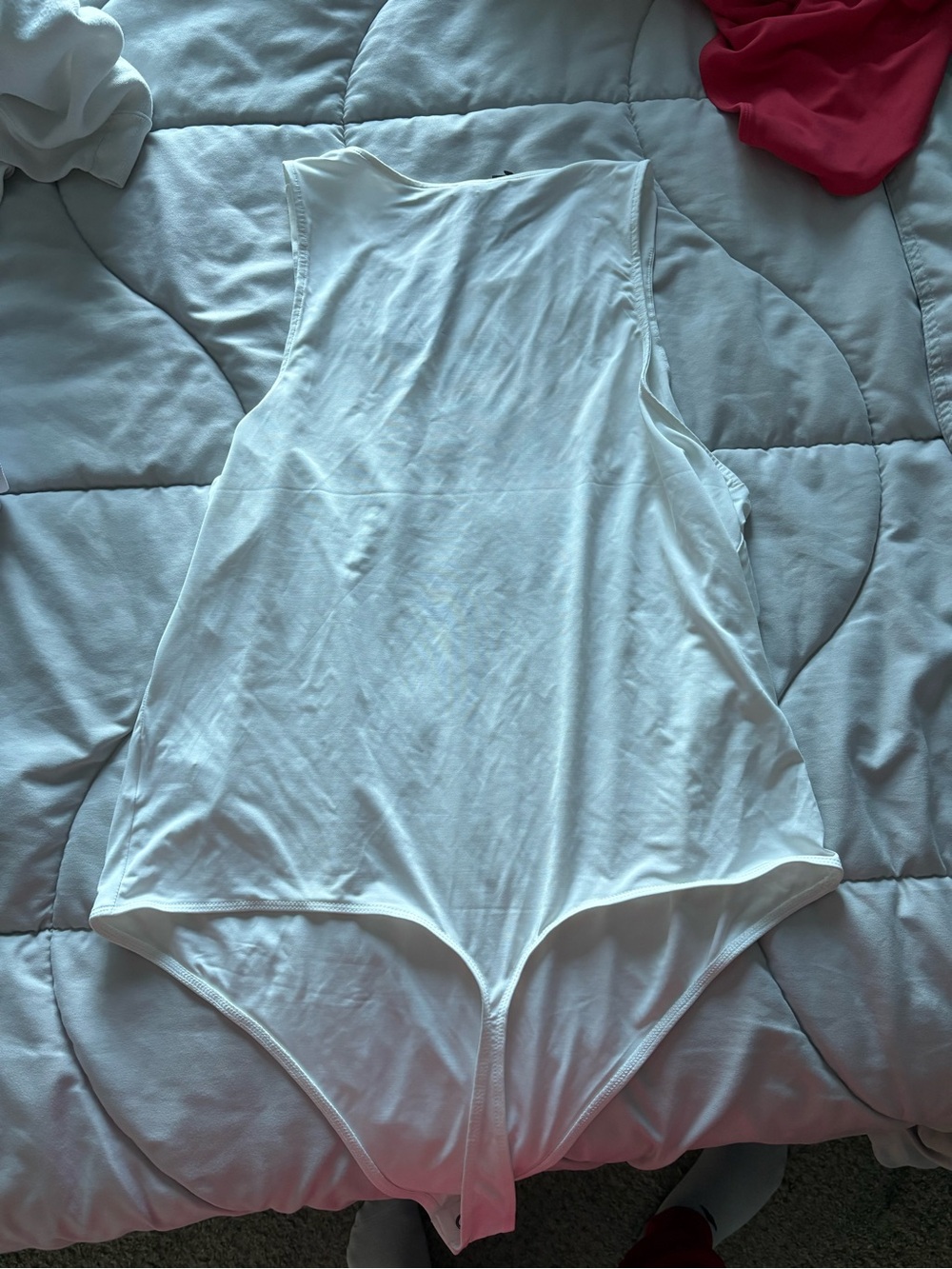 Express White Ribbed Tank Bodysuit - Picture 2 of 4